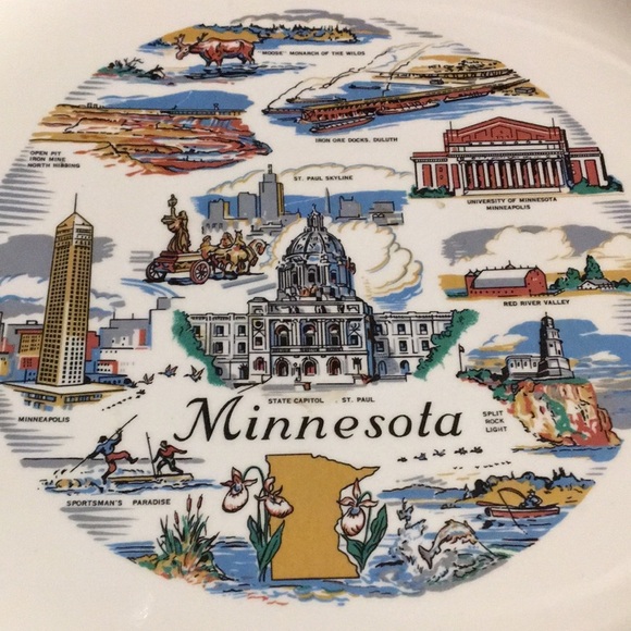 Vintage Minnesota Tourist Souvenir Collectible Ceramic Plate For Display Decor - Picture 15 of 16